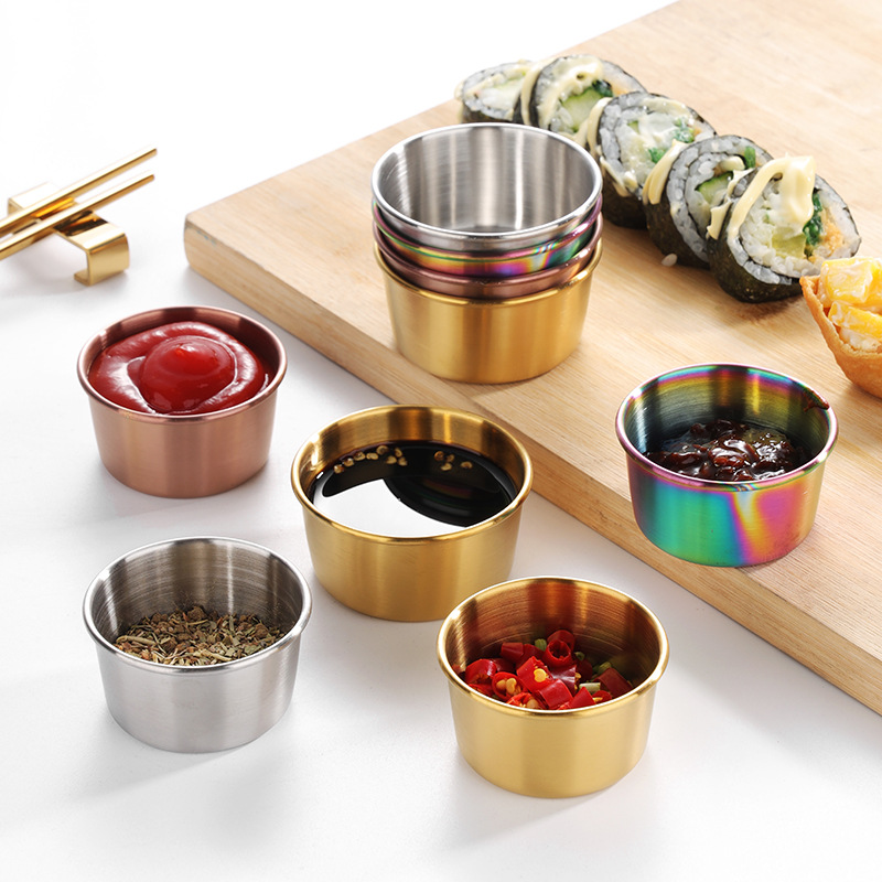 Sauce Dipping Cup - 304ステンレス鋼ディッピングカップ、金色のソースカップ、アメリカの調味料皿、家庭用サラダジャーピクチャーディッピングカップ
