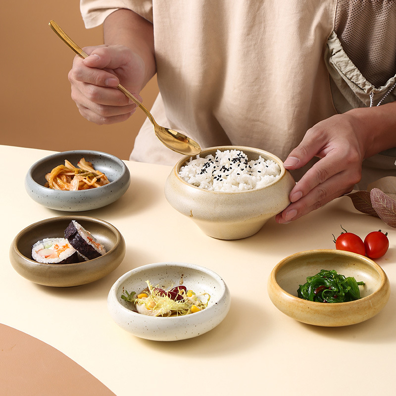 Sauce Dipping Cup - 日本のレトロなセラミックスナック皿パーソナライズされたホームレストラン調味料皿浸漬皿丼粗い陶器デザートボウル