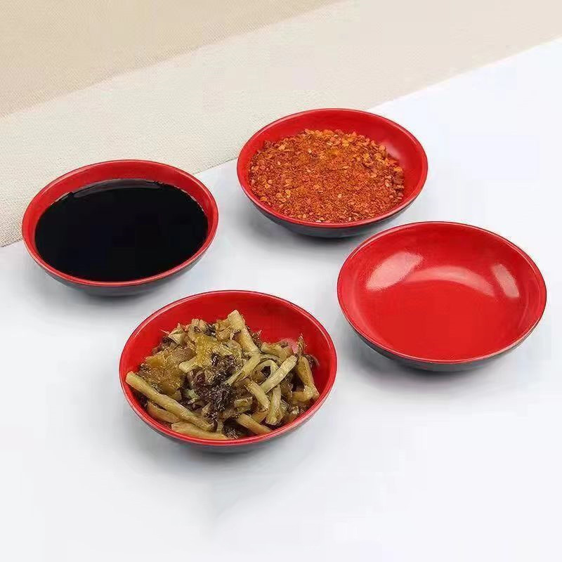 3個セット 赤と黒の丸型メラミン調味料皿 ソースディップボウ - Sauce Dipping Cup のレビューと価格