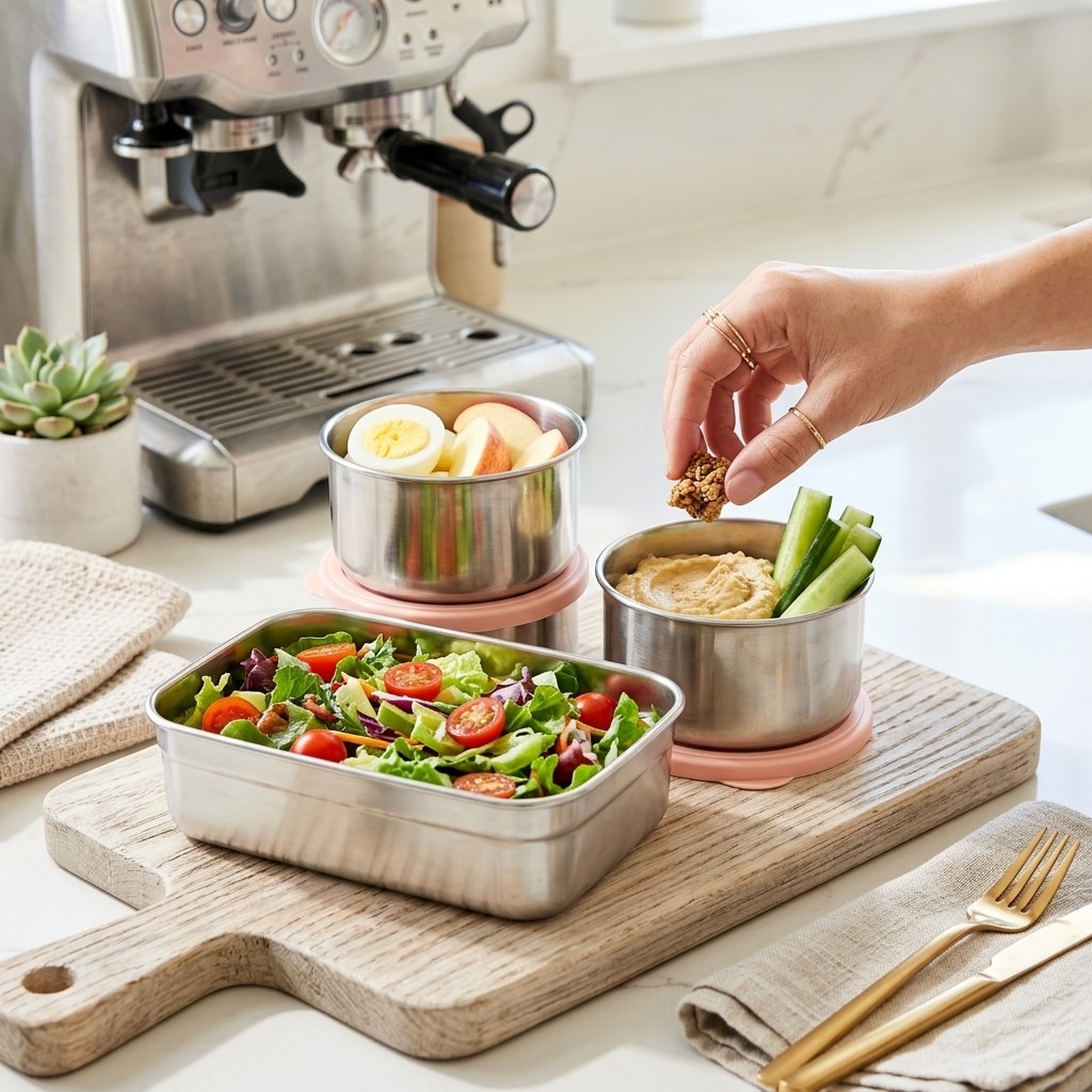 電子レンジ対応 304ステンレス製ランチボックスセット 弁当 - Meal Prep Bowl のレビューと価格
