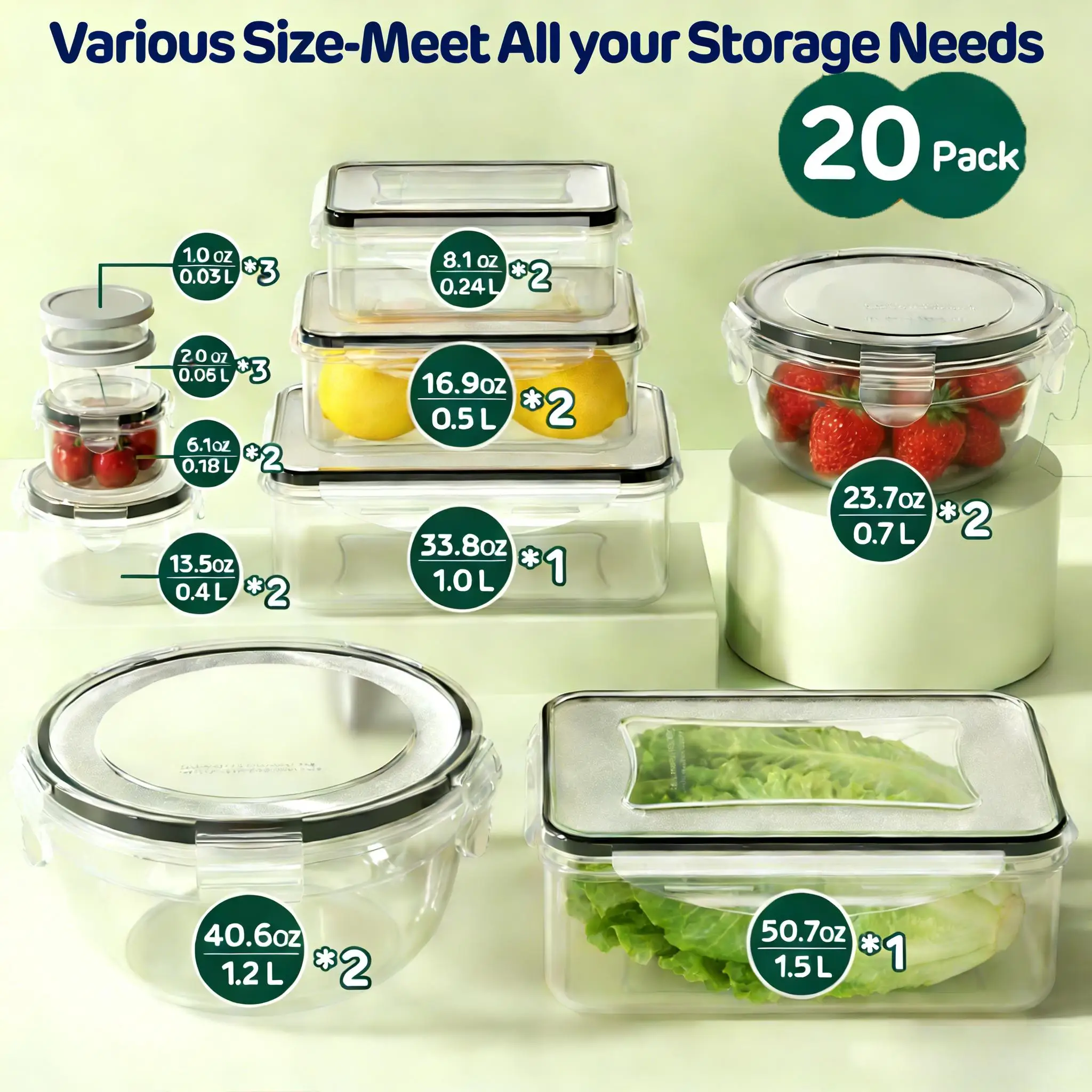 40個/42個/50個/52個/62個入り、蓋付きの大型密閉 - Meal Prep Kitchen のレビューと価格